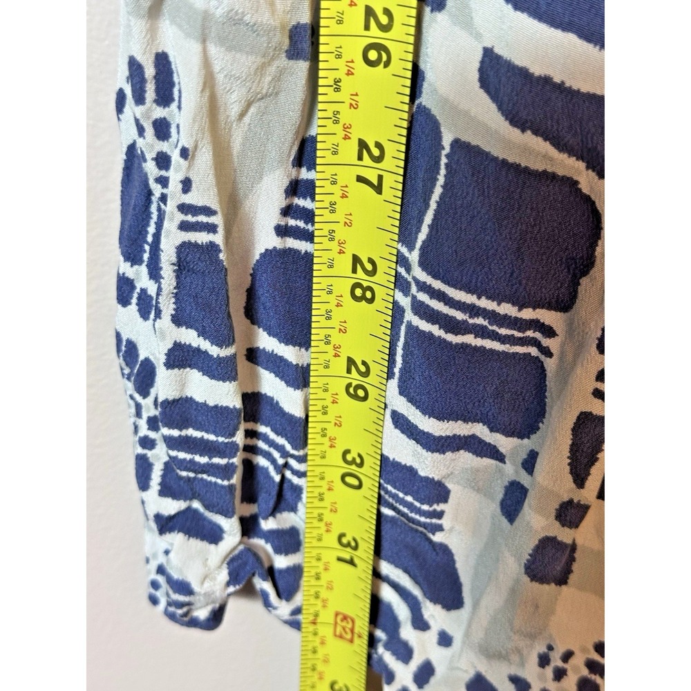 EVER By Nordstrom Romper Dress Large Blue White 100 Silk Romper Pockets Vacay L - Picture 12 of 14